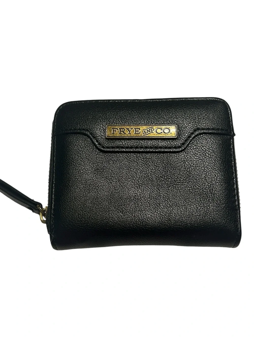 Frye & Co Black Zip Around Wallet Compact Faux Leather Card Organizer NWOT